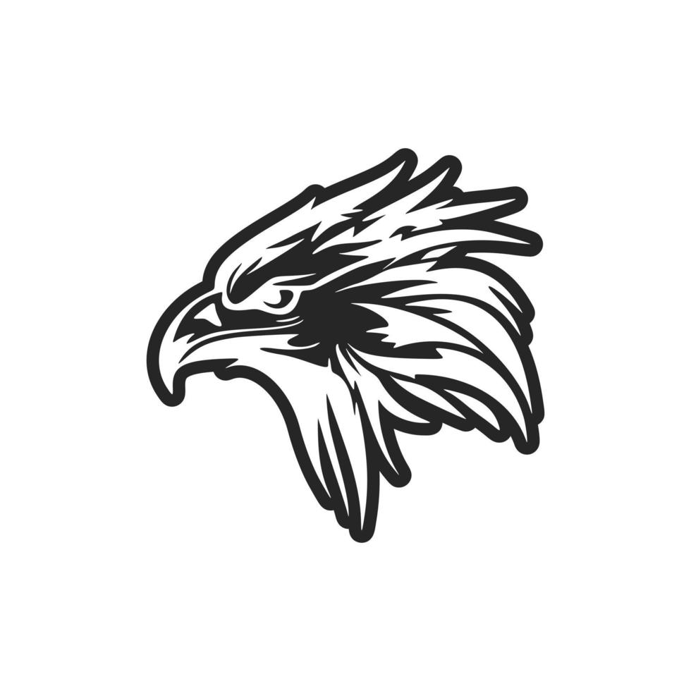 A black and white eagle logo depicted in vector graphics.