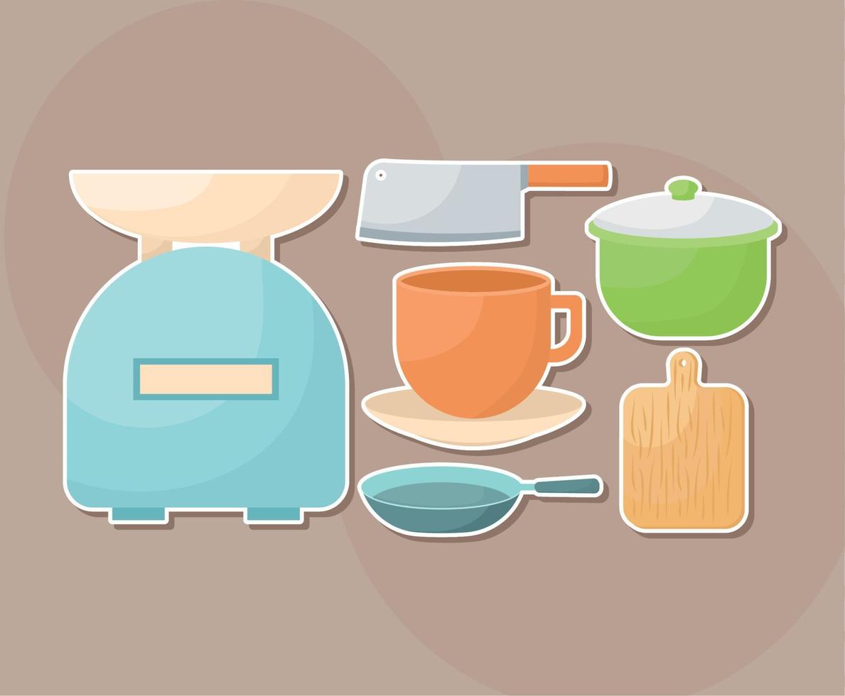 six kitchen tools vector