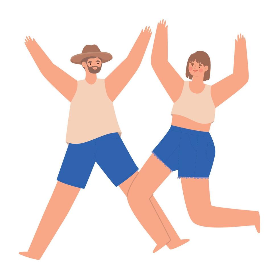 couple on summer clothes vector