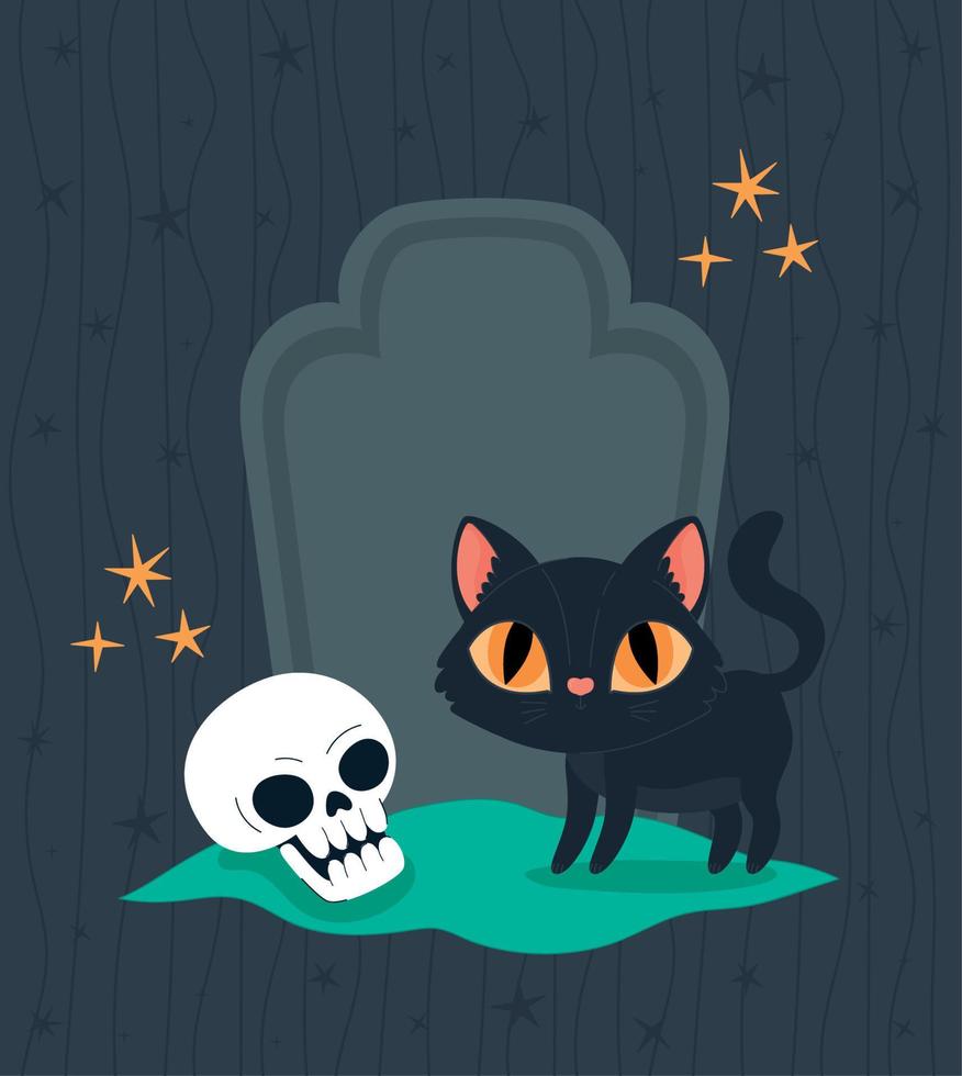 halloween cat card vector