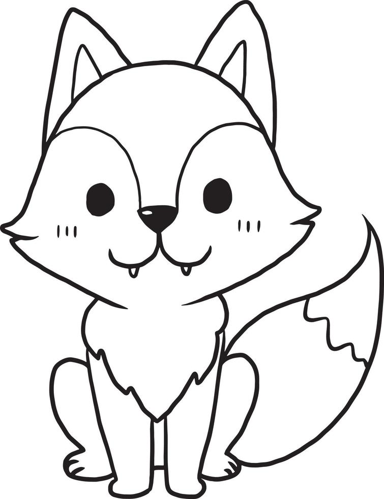 Fox animal cartoon doodle kawaii anime coloring page cute illustration drawing clip art character chibi manga comic vector