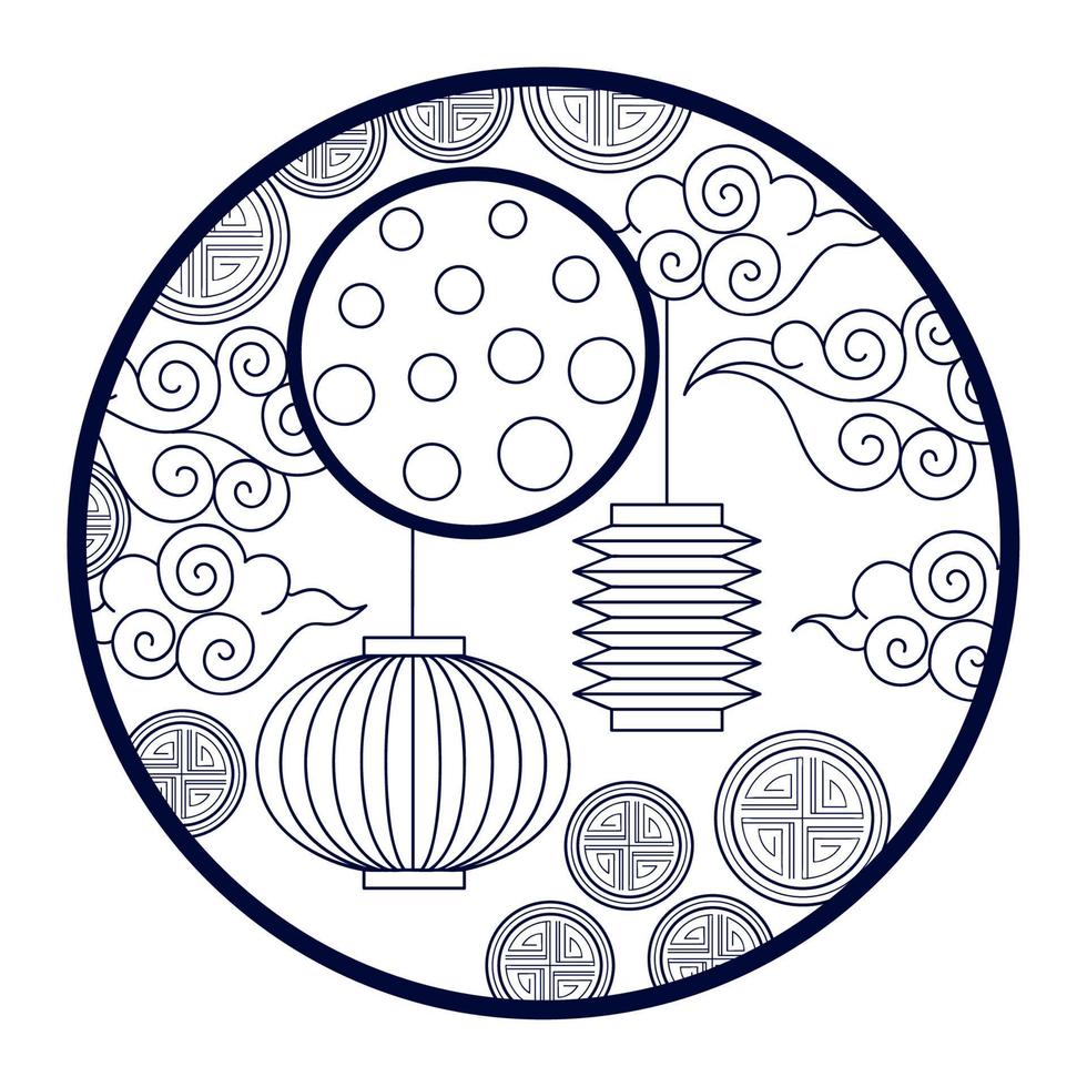 chinese mid autumn festival ornament vector