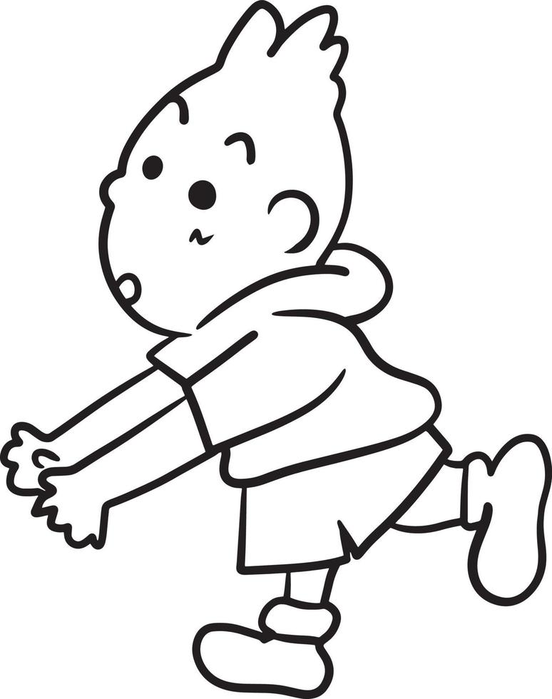 Cartoon boy running doodle kawaii anime coloring page cute illustration clipart character chibi manga comic drawing line art free download vector