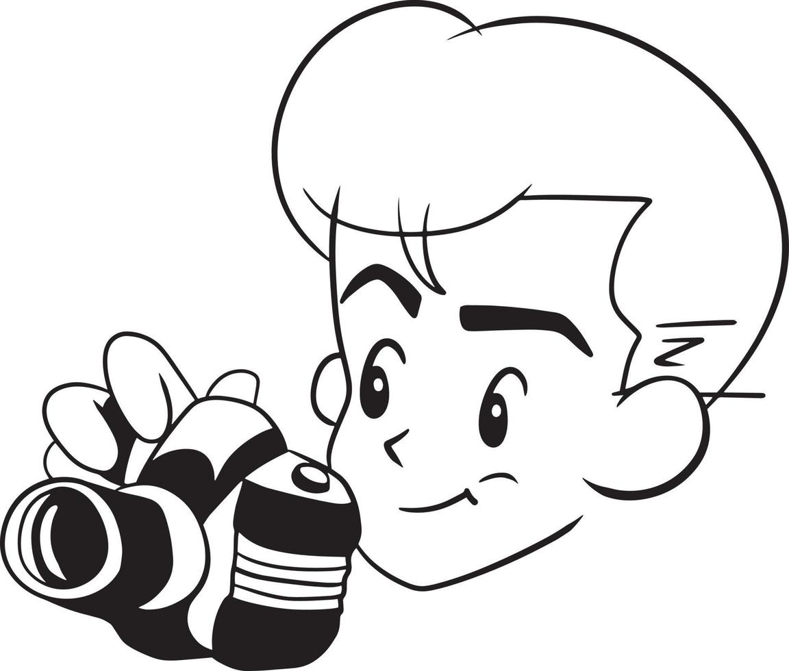 Man camera cartoon doodle kawaii anime coloring page cute illustration drawing clip art character chibi manga comic vector
