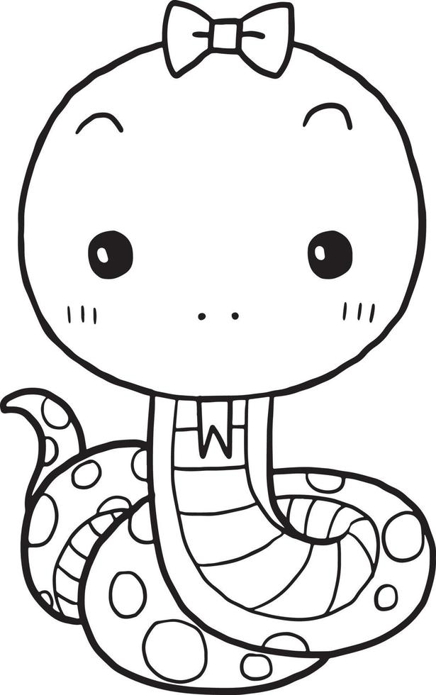 Snake animal cartoon doodle kawaii anime coloring page cute illustration drawing clip art character chibi manga comic vector