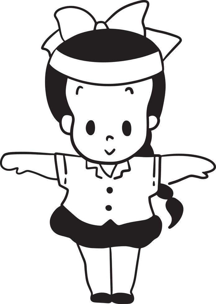 niña untado brazos estudiante dibujos animados garabatear kawaii anime colorante página linda ilustración dibujo acortar Arte personaje vector