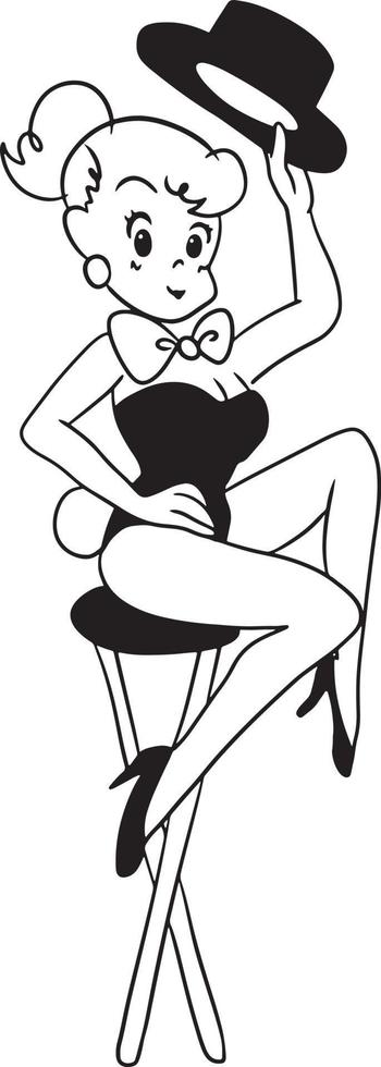 cartoon dancing girl sexy doodle kawaii anime coloring page cute illustration clipart character chibi manga comic drawing line art free download png image vector