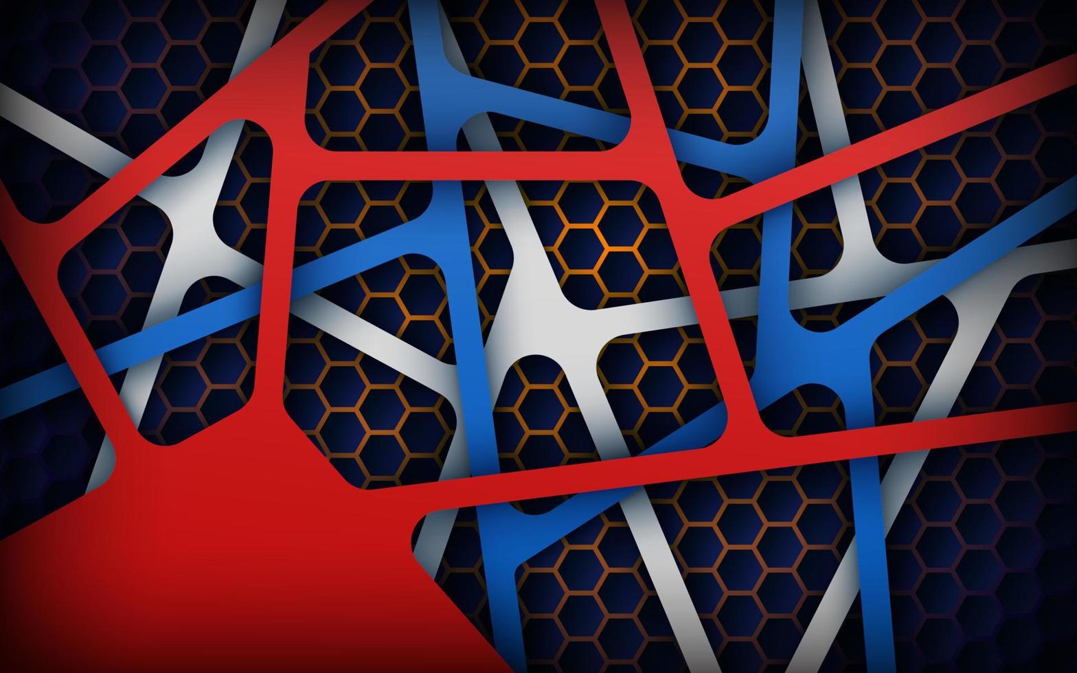 abstract red white blue navy gradient overlap layers with hexagon texture background. eps10 vector