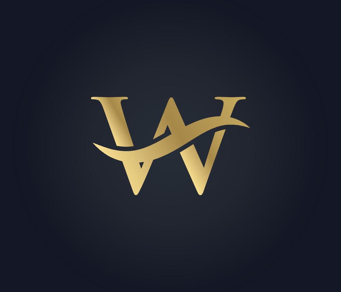 letter W wave sign logo vector