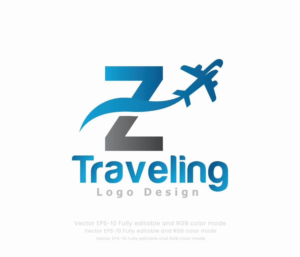 Letter Z travel logo and airplane logo vector