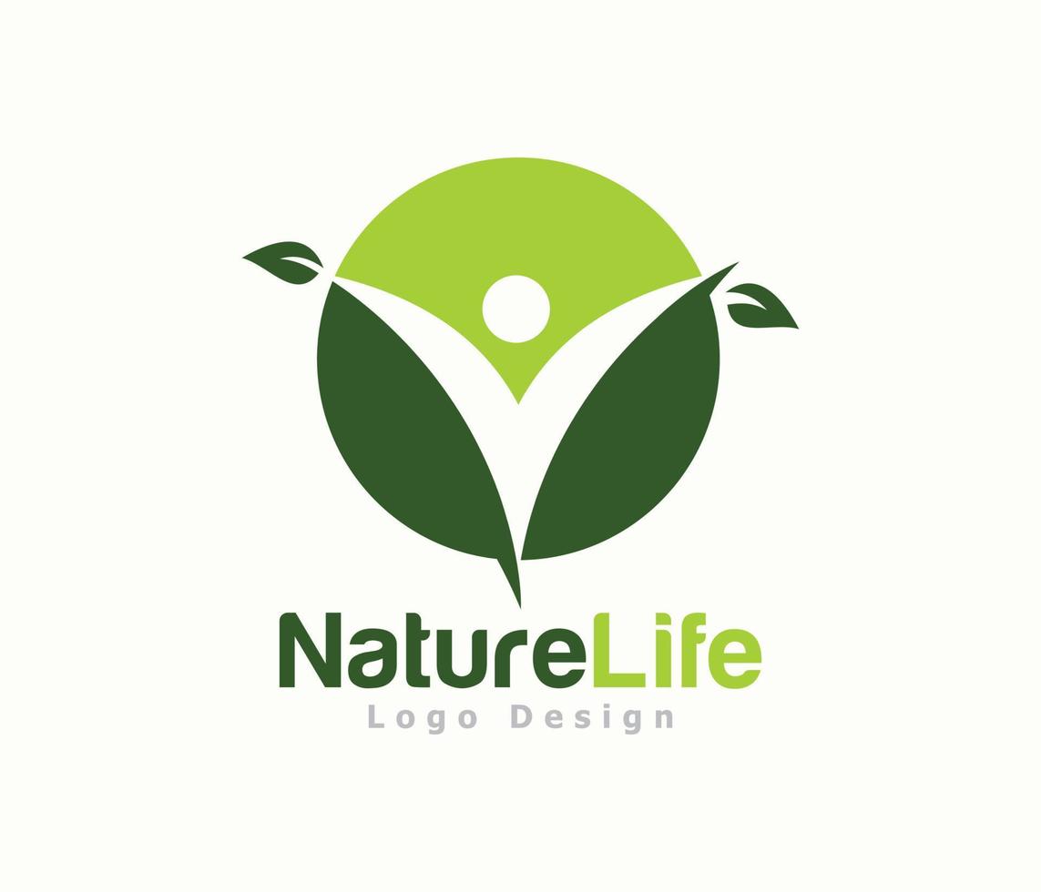 Nature logo or eco logo design with a blue circle vector