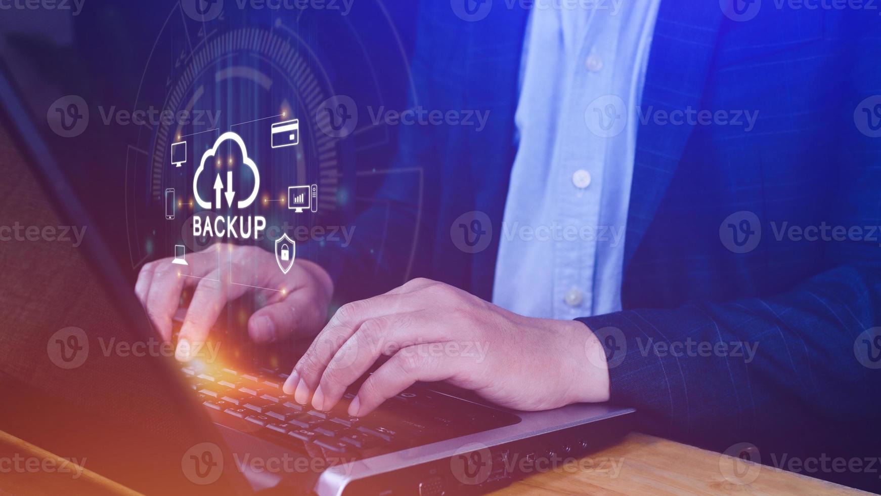 Internet data storage backup, technology business concept, Cloud technology, Data storage, Networking and internet service concept. photo