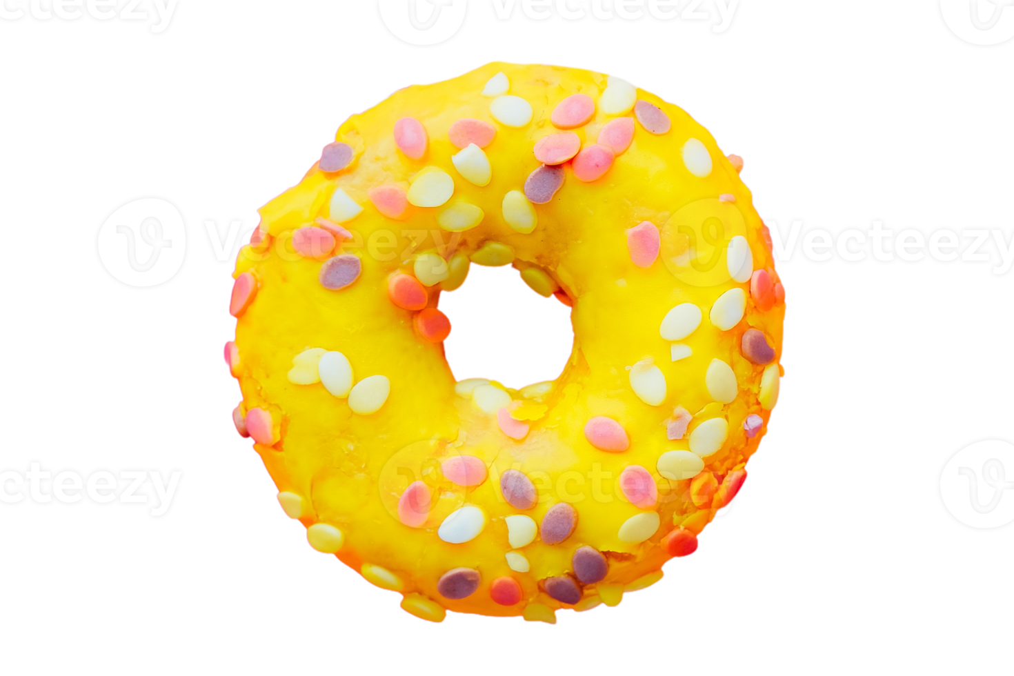 Yellow donut isolated on a transparent background png