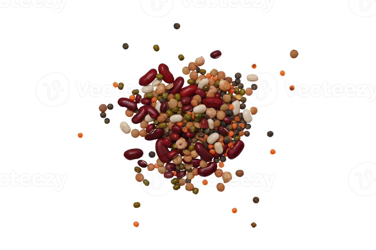 Variety of beans isolated on a transparent background png