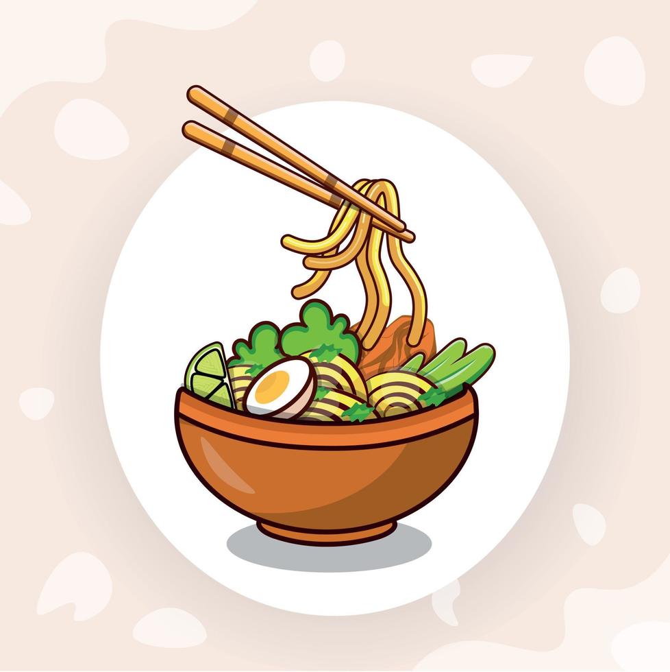 Premium Delicious Ramen Illustration, Excellent Hi-Quality Asian Food Element And Background. Creative Premium Excellent Ramen Vector Illustrations Vector With Background.