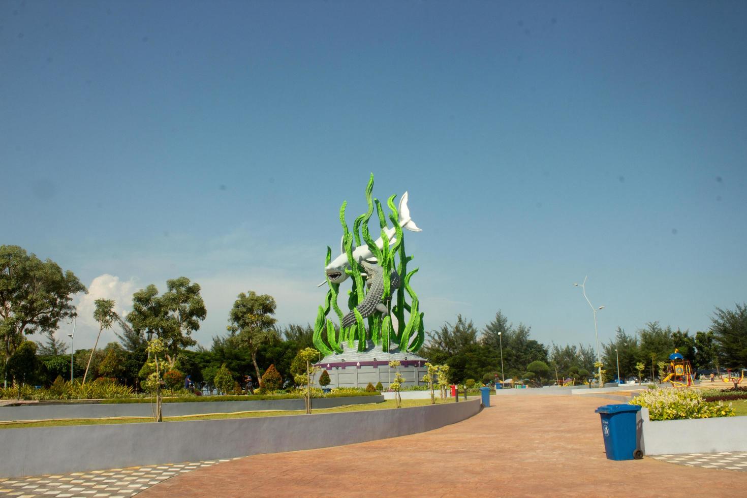 Suro and Boyo statues in Suroboyo Park, Taman Suroboyo, Surabaya photo