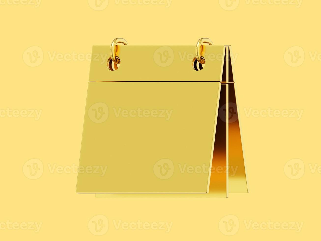 Flip calendar gold metal. 3D rendering. Icon on yellow background. photo