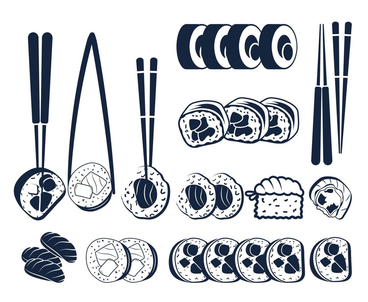 Set Of Sushi Vector Asian Food Set, Creative Design, And illustration. Premium Vector. Creative Hi-Quality Unique Sushi Clip Art Illustration Vector.