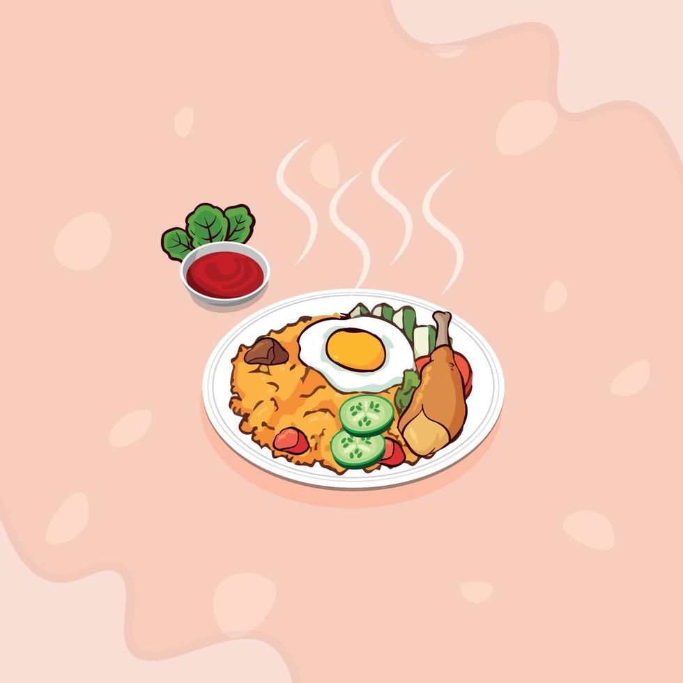 dibujado delicioso pollo Biryani para fiesta, acuarela Biryani asiático comida ilustración prima diseño, creativo mínimo Biryani ilustraciones con acuarela vector