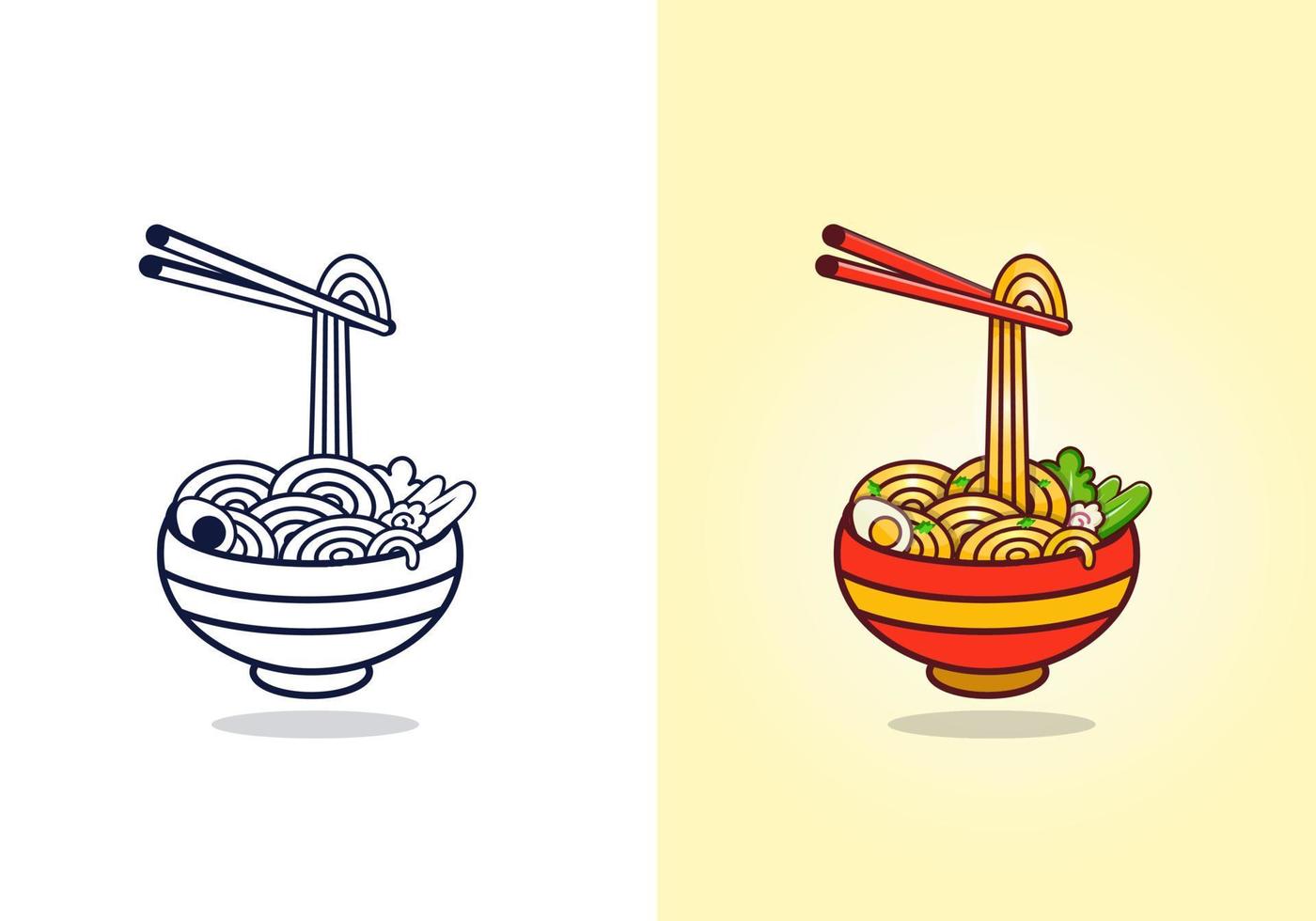 Pho With Noodles Creative Illustration, Best Colorful Asian Food Noodles Recipe Clip Art. Creative Minimal Delicious Noodles Illustration Clip Art Design. vector