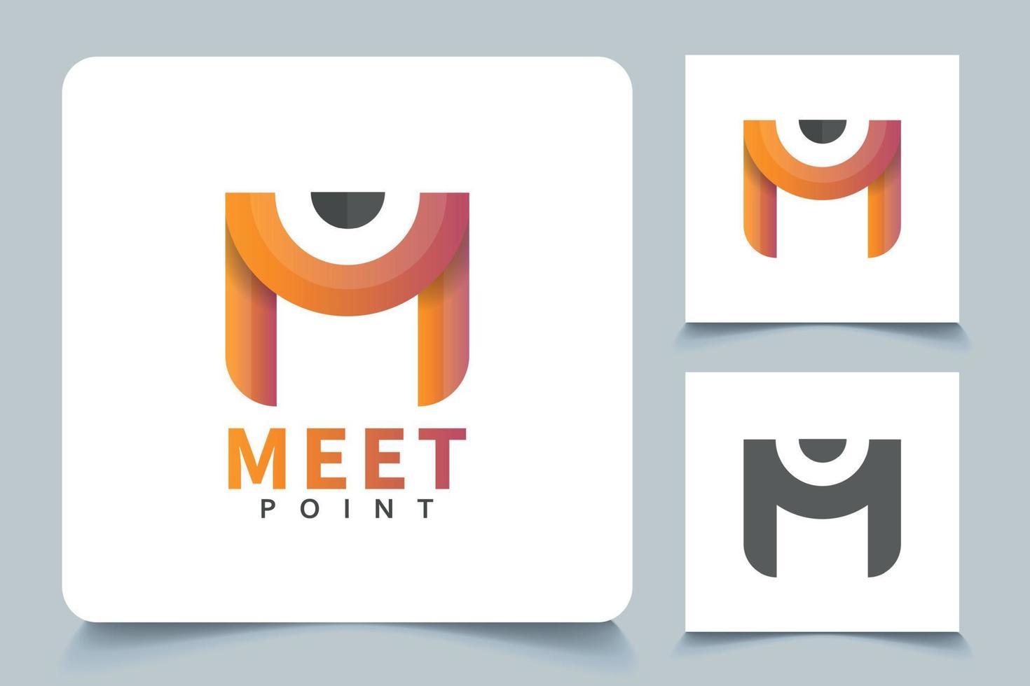 Realistic Meet Up M Modern Letter Logo Template Branding Design, Best Concept With Premium Modern Creative Hi-Quality Minimal Digital Business Meet Up M Logo Design. vector