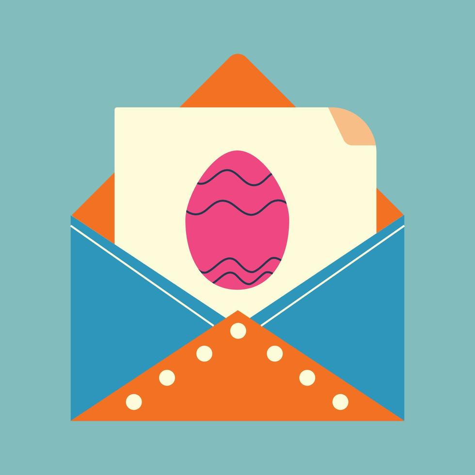 An envelope with an Easter card with an egg. vector