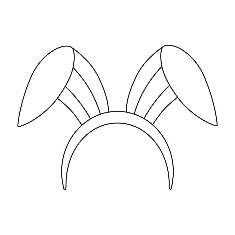 Easter bunny ears on the rim. Line art. Vector illustration.