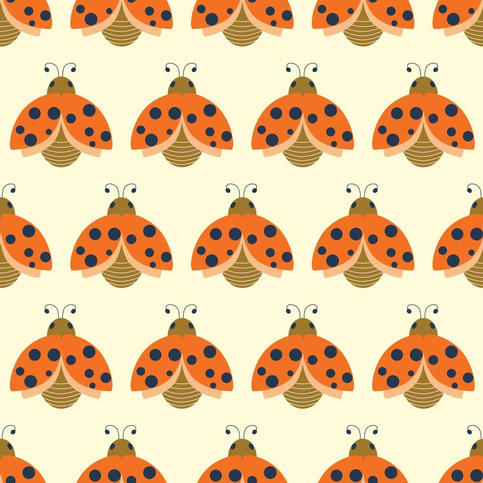 Easter pattern with insect ladybug. Color vector illustration.