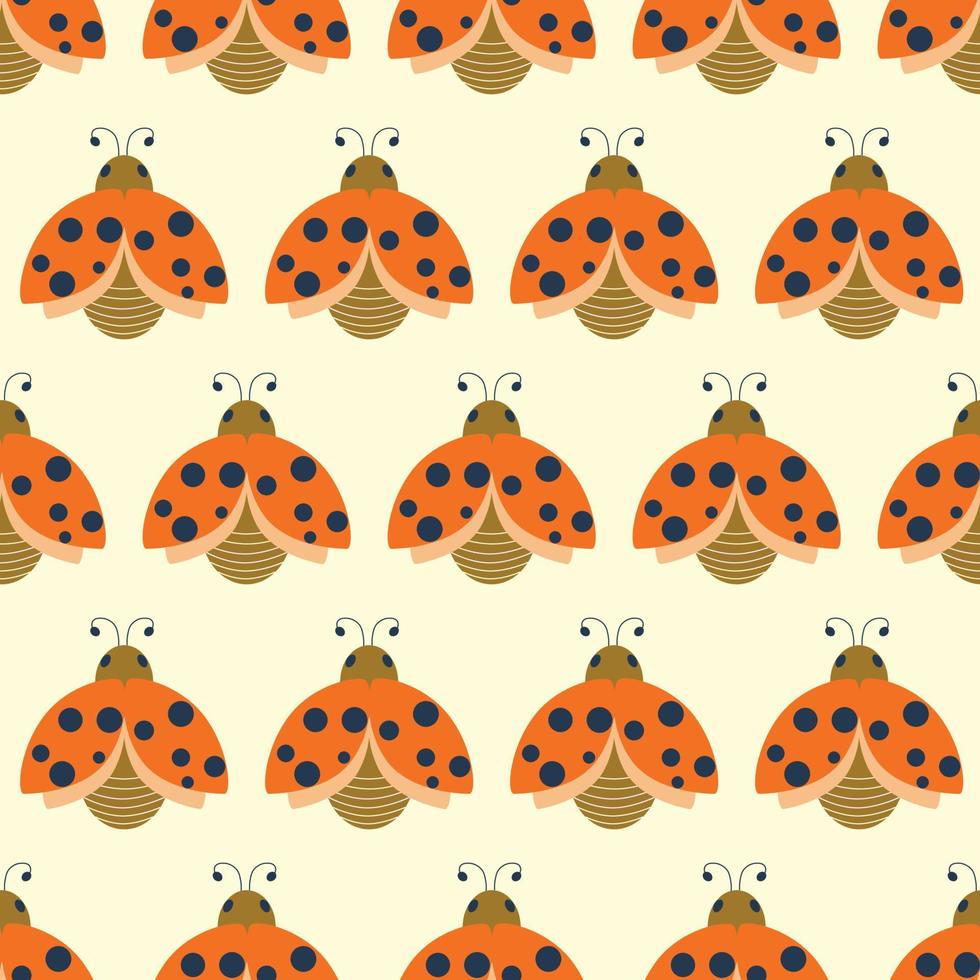 Easter pattern with insect ladybug. Color vector illustration.