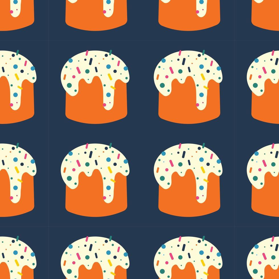 Easter pattern with Easter cupcake, with sweet sprinkles. Color vector illustration.