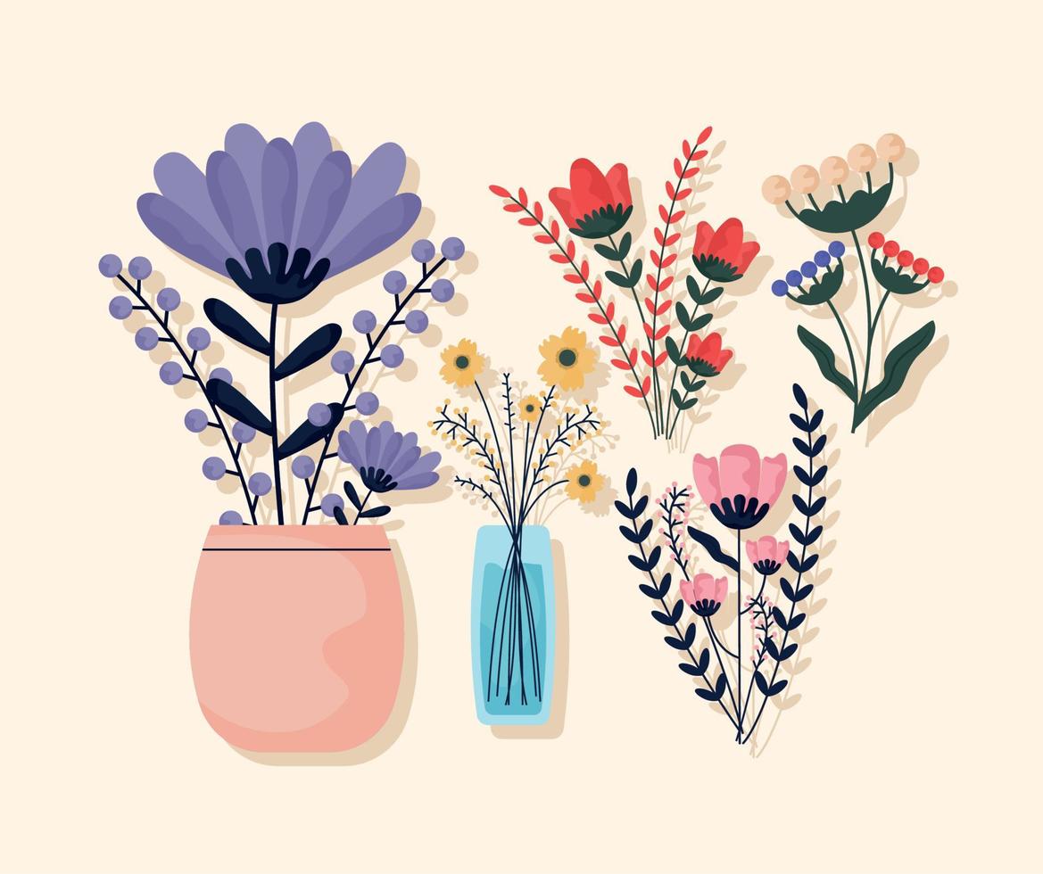 flowers bouquets bundle vector