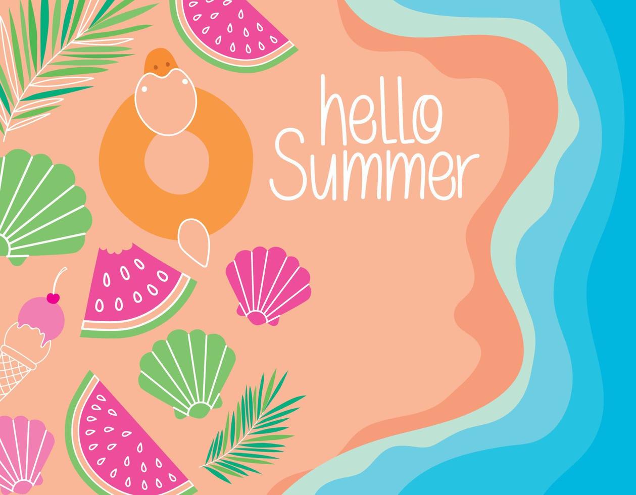 cartel of hello summer vector