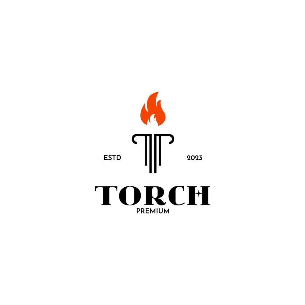 Flat torch logo fire design vector illustration