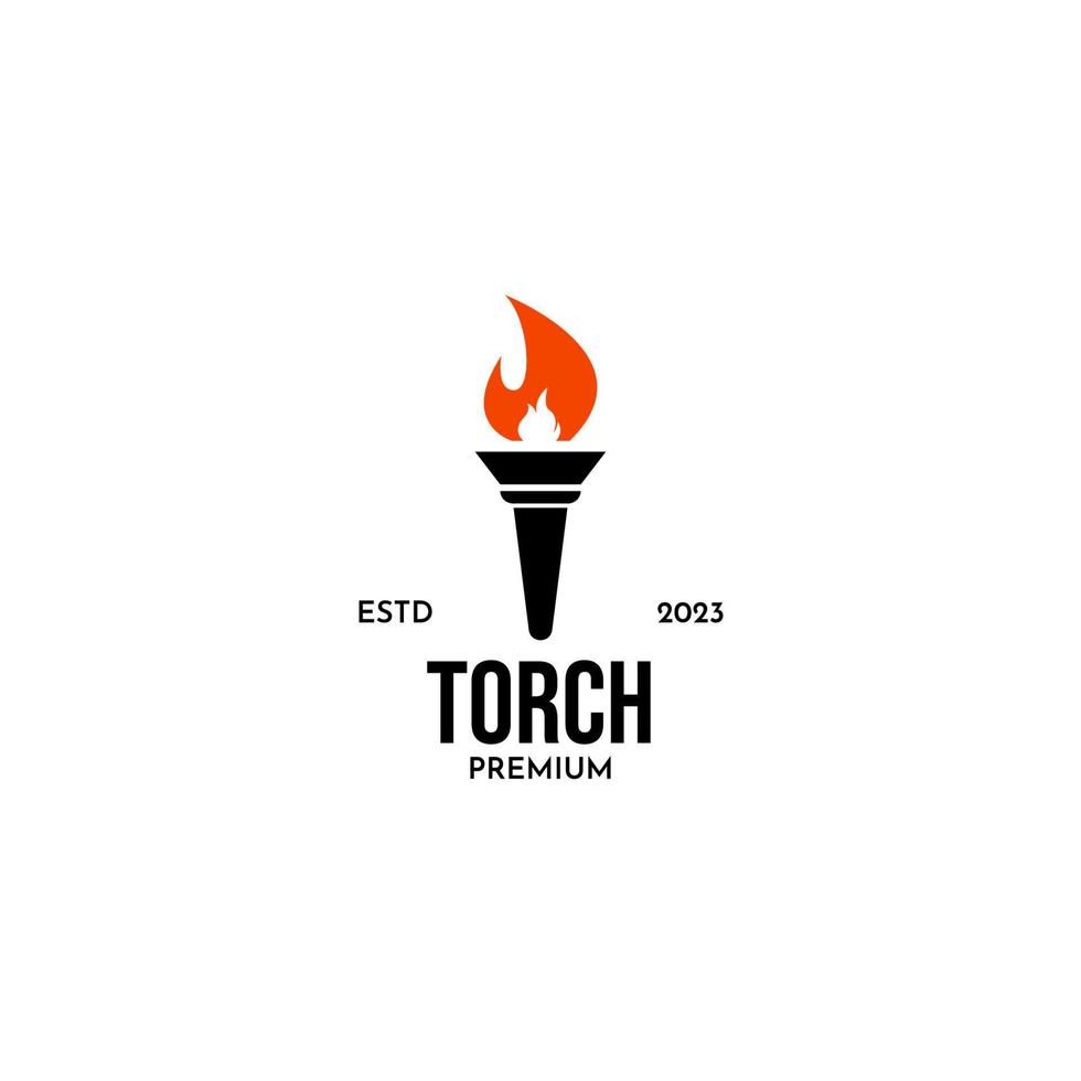 Flat torch logo fire design vector illustration