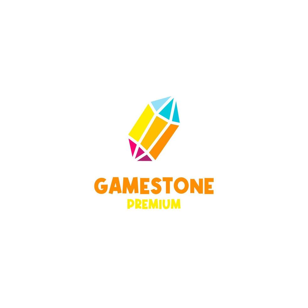 Flat gem stone logo design vector illustration