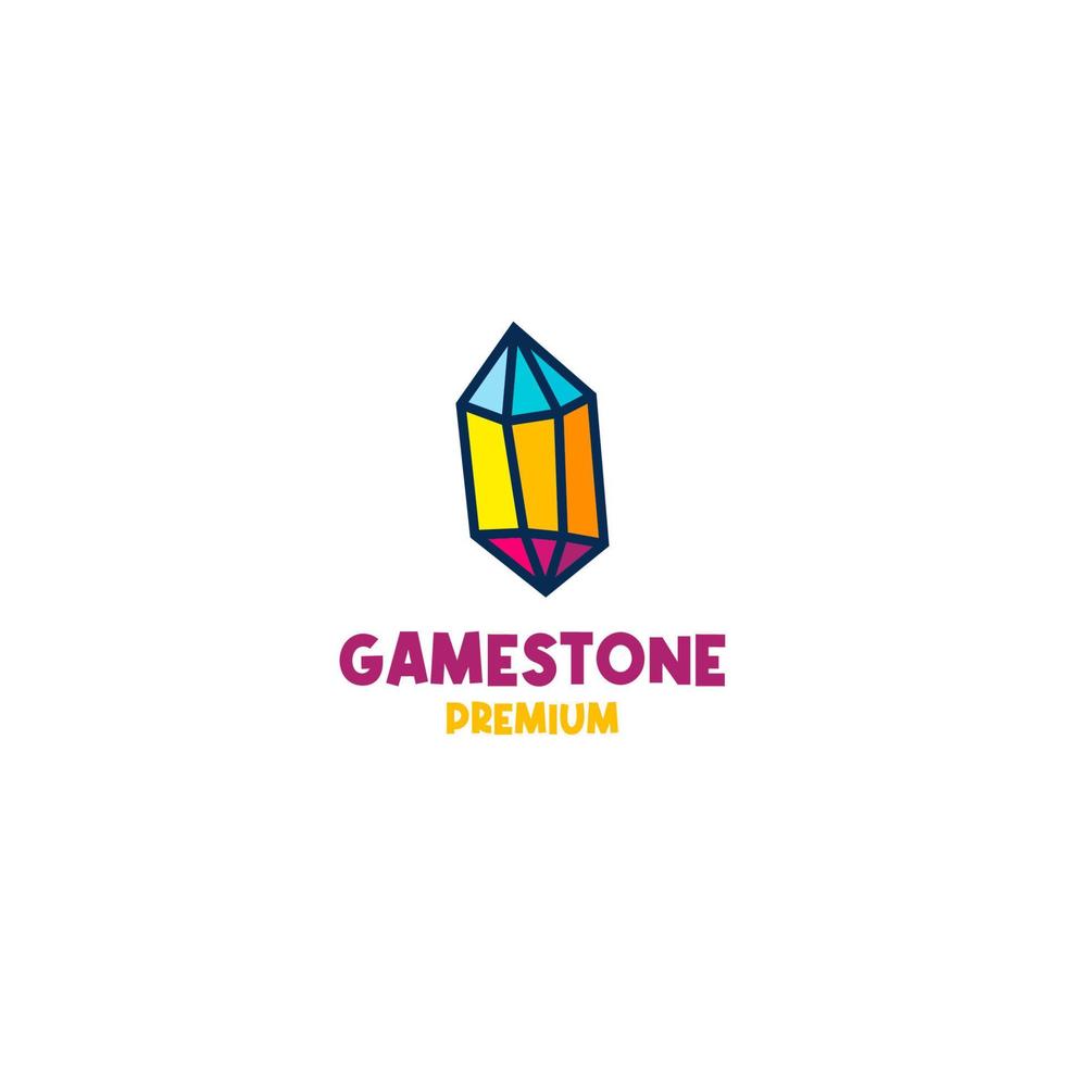 Flat gem stone logo design vector illustration