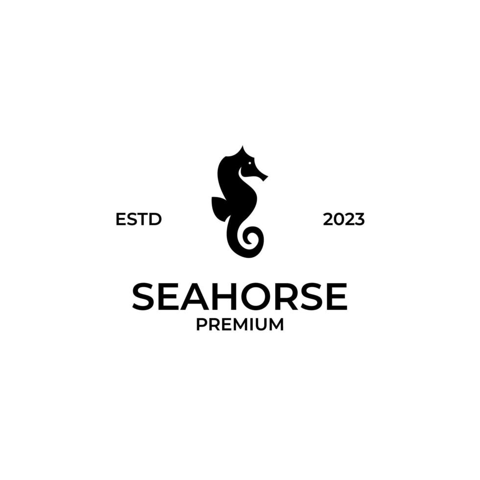 plano caballo de mar logo diseño vector ilustración idea