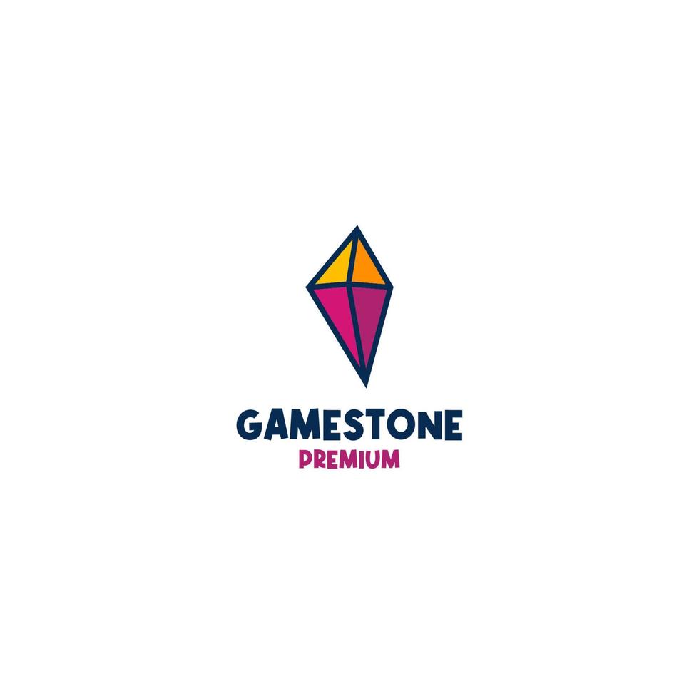 Flat gem stone logo design vector illustration