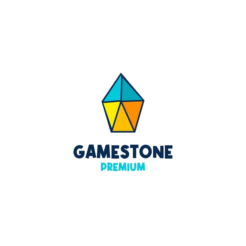 Flat gem stone logo design vector illustration