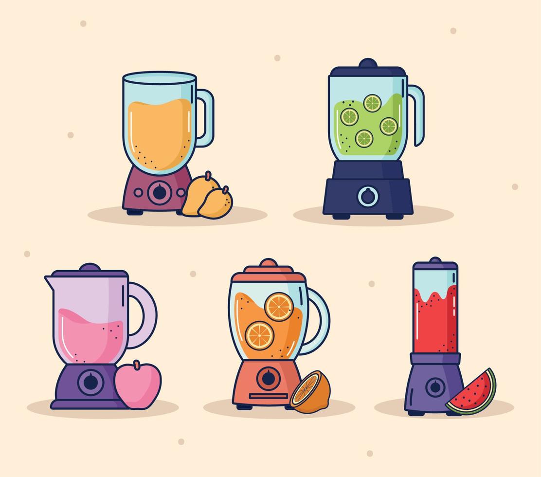 blenders with detox smoothies vector