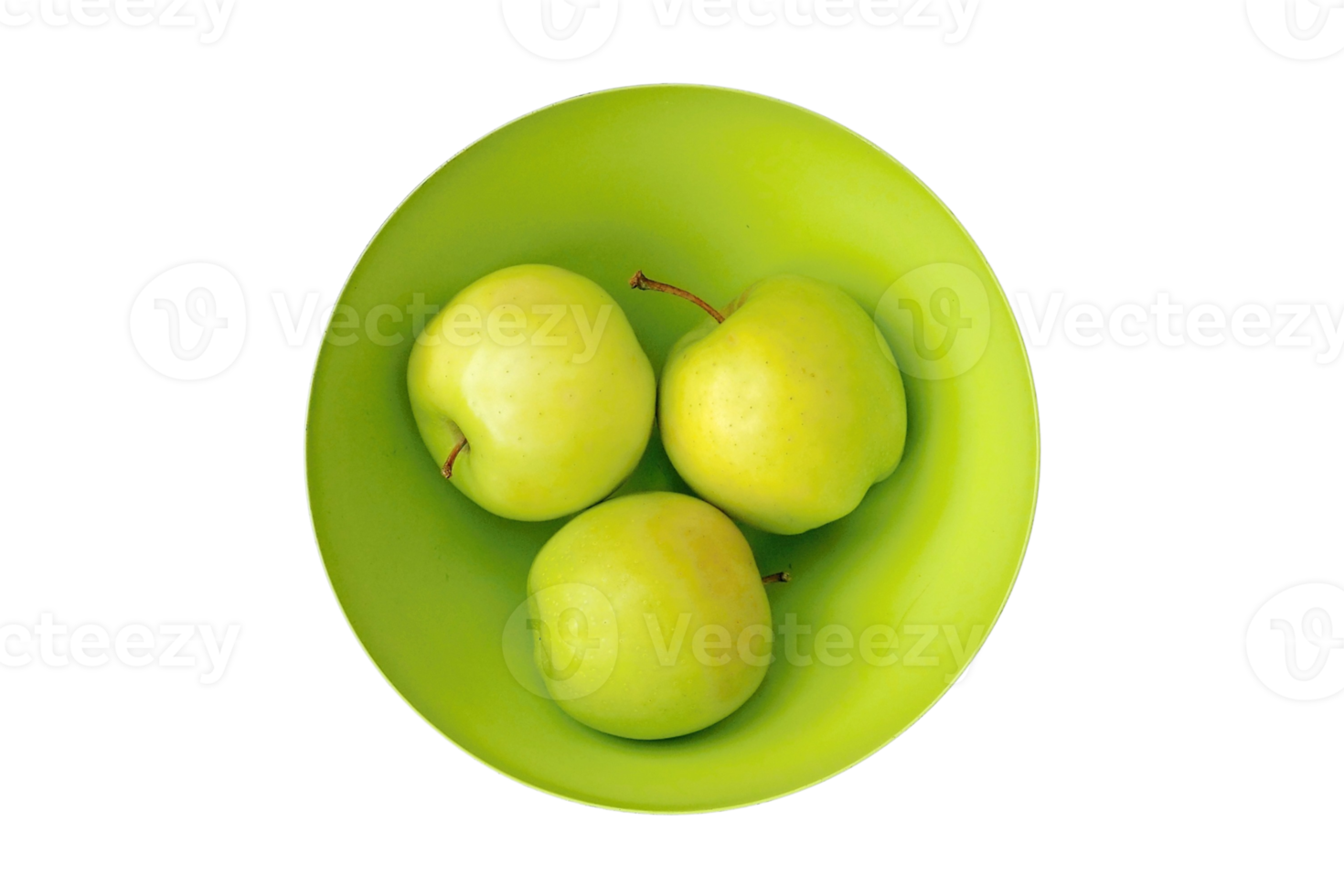 Green bowl with green apples fruit isolated on a transparent background png