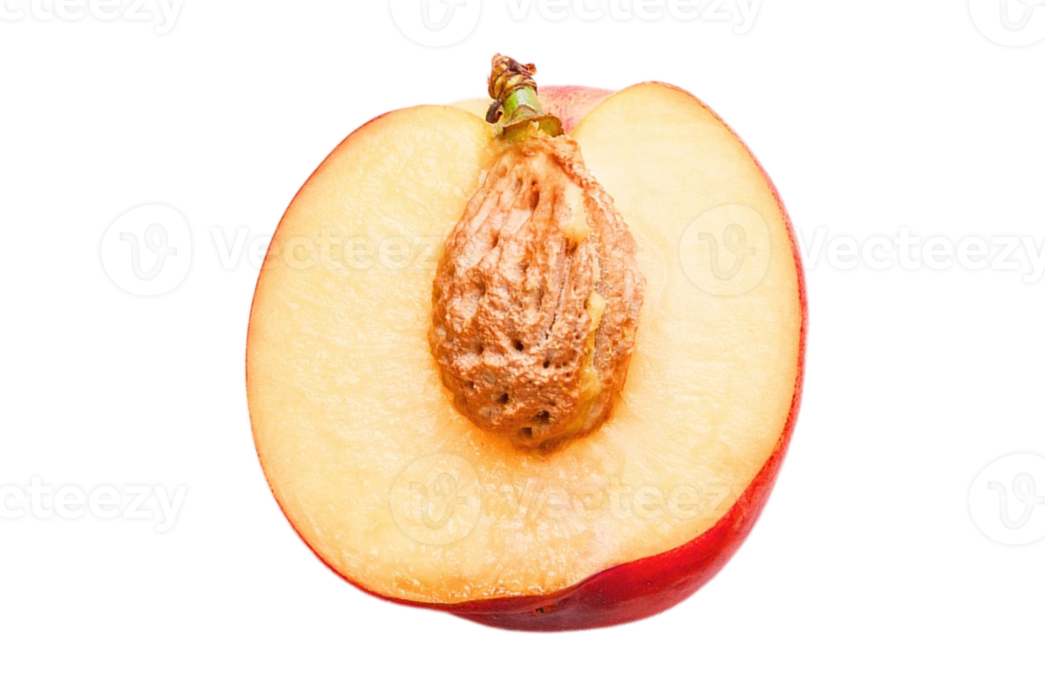 moitié pêche fruit isolé sur une transparent Contexte png