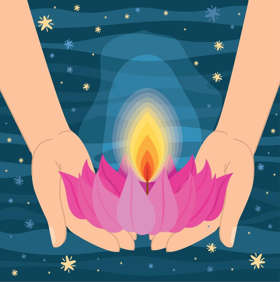 vesak lotus candle vector