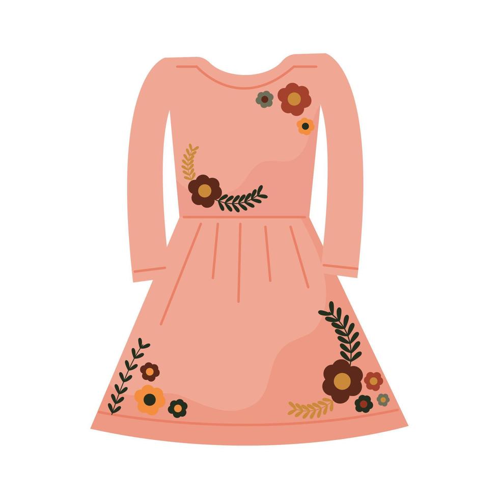 floral dress with embroidery vector