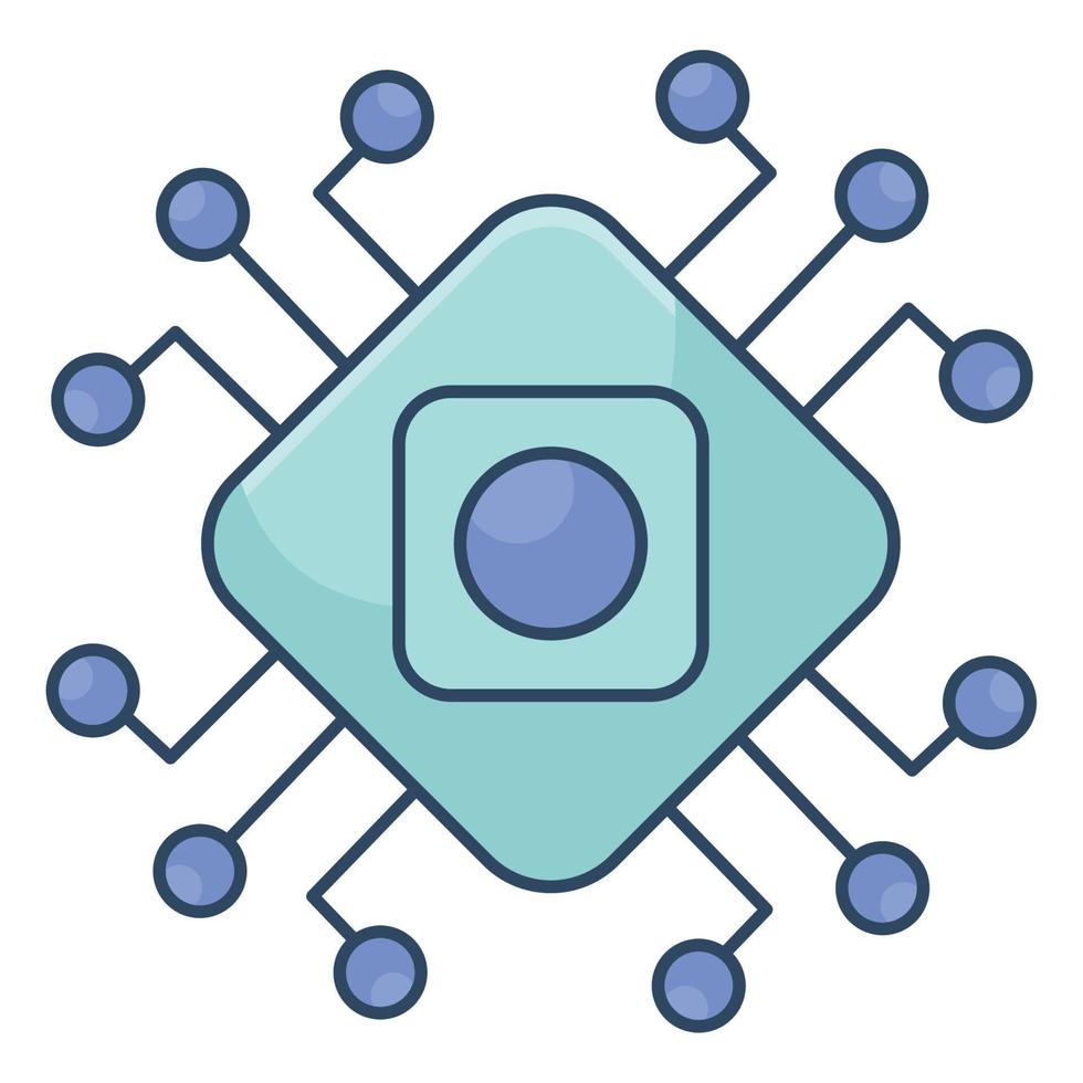 microchip with circuits vector