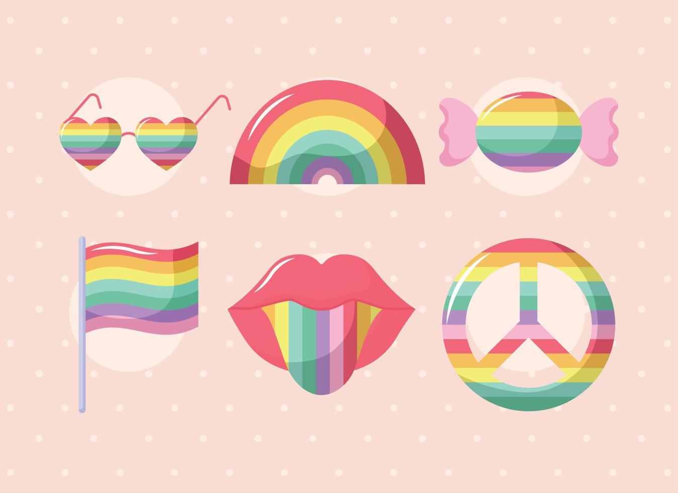 six lgbtq pride items vector