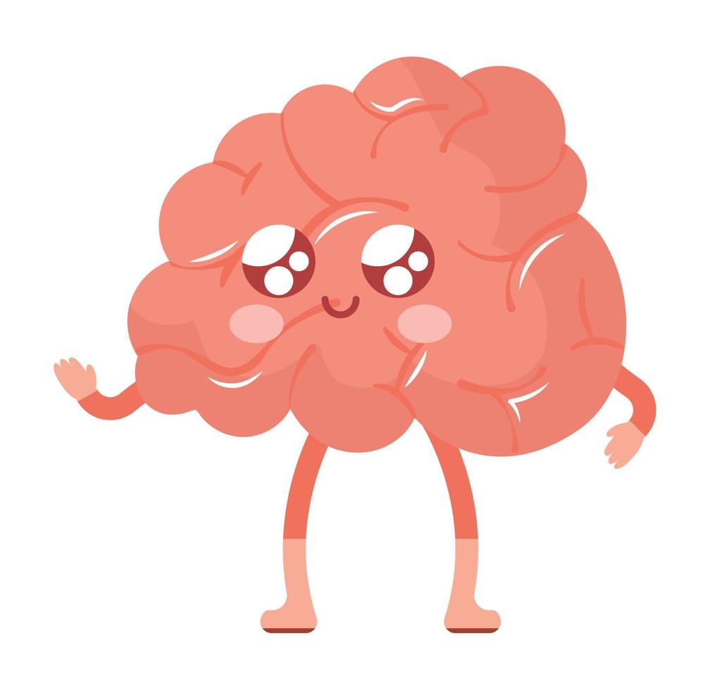 cute brain illustration vector