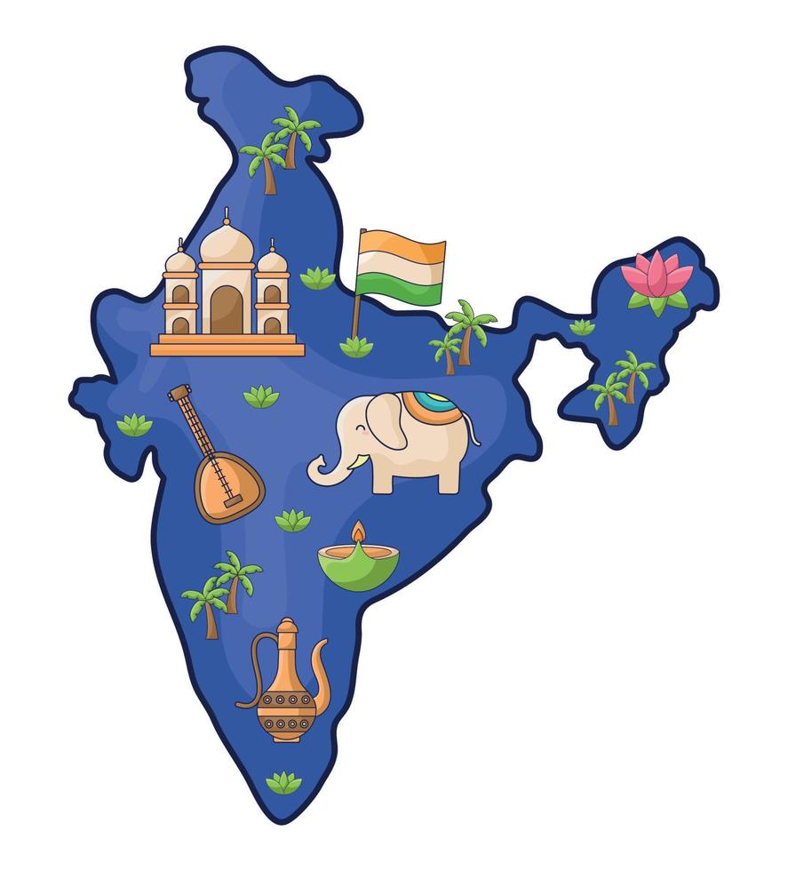 india map with items vector