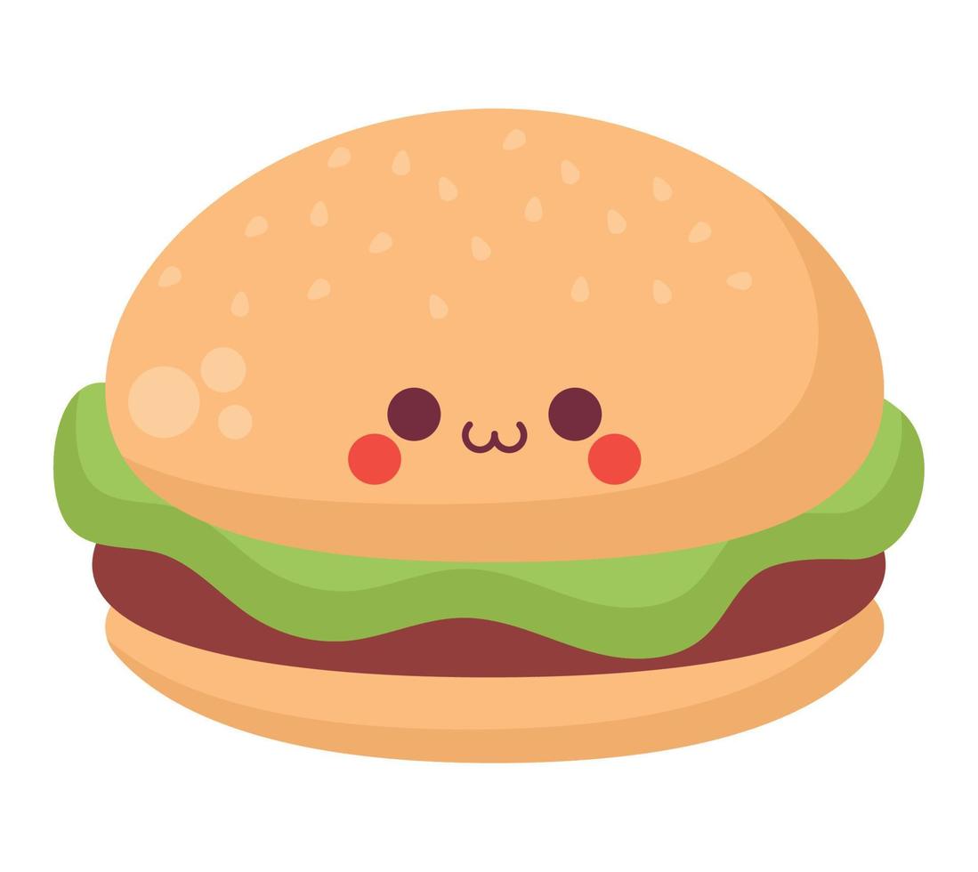 kawaii hamburger illustration vector