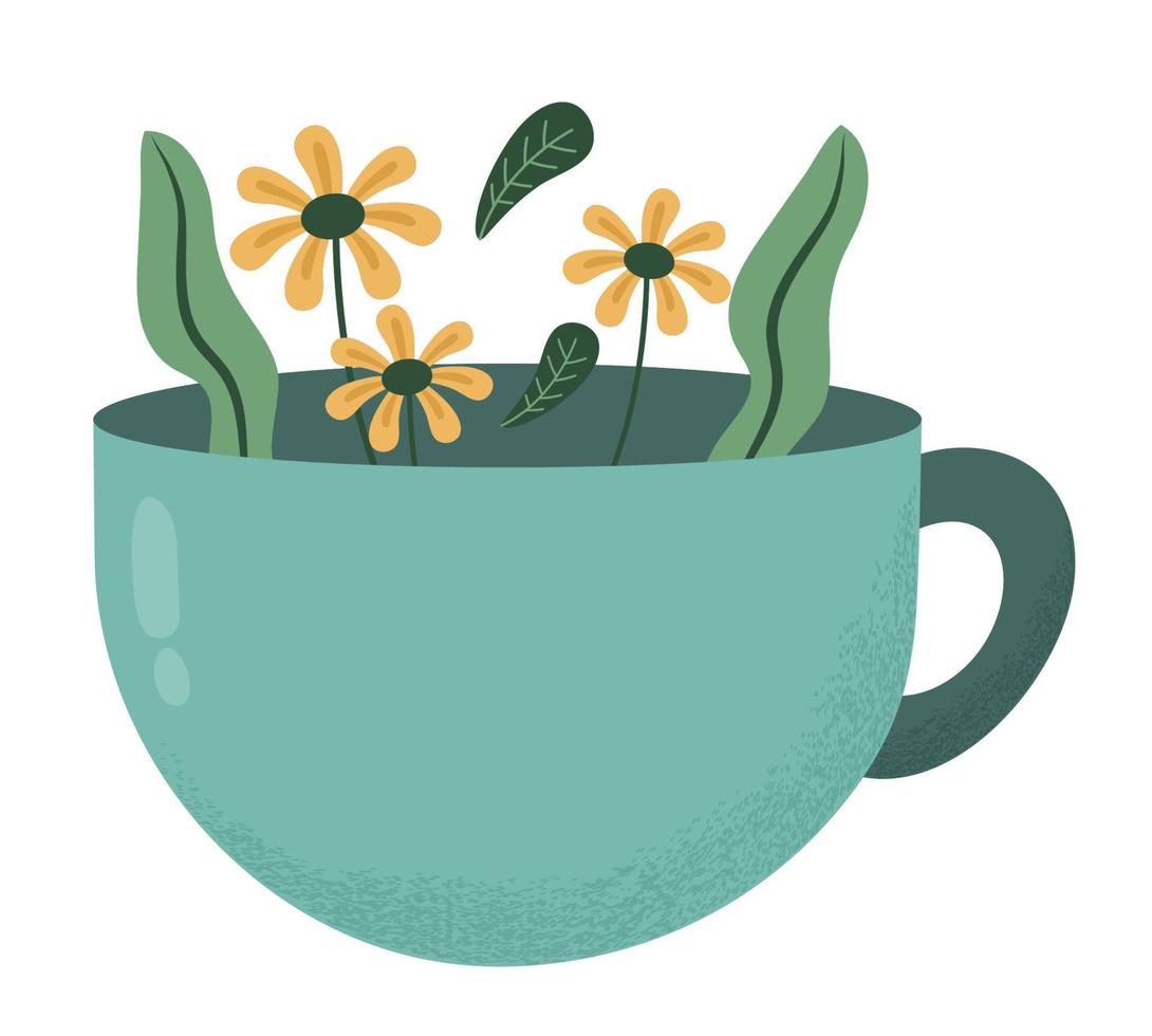 cup with flowers vector